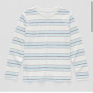 Thereabouts Boys Crew Neck Long Sleeve T-Shirt in oatmeal Heather stripe size XL